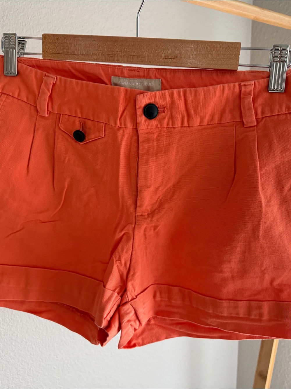 Banana Republic Light Orange High-Waist Cotton Shorts